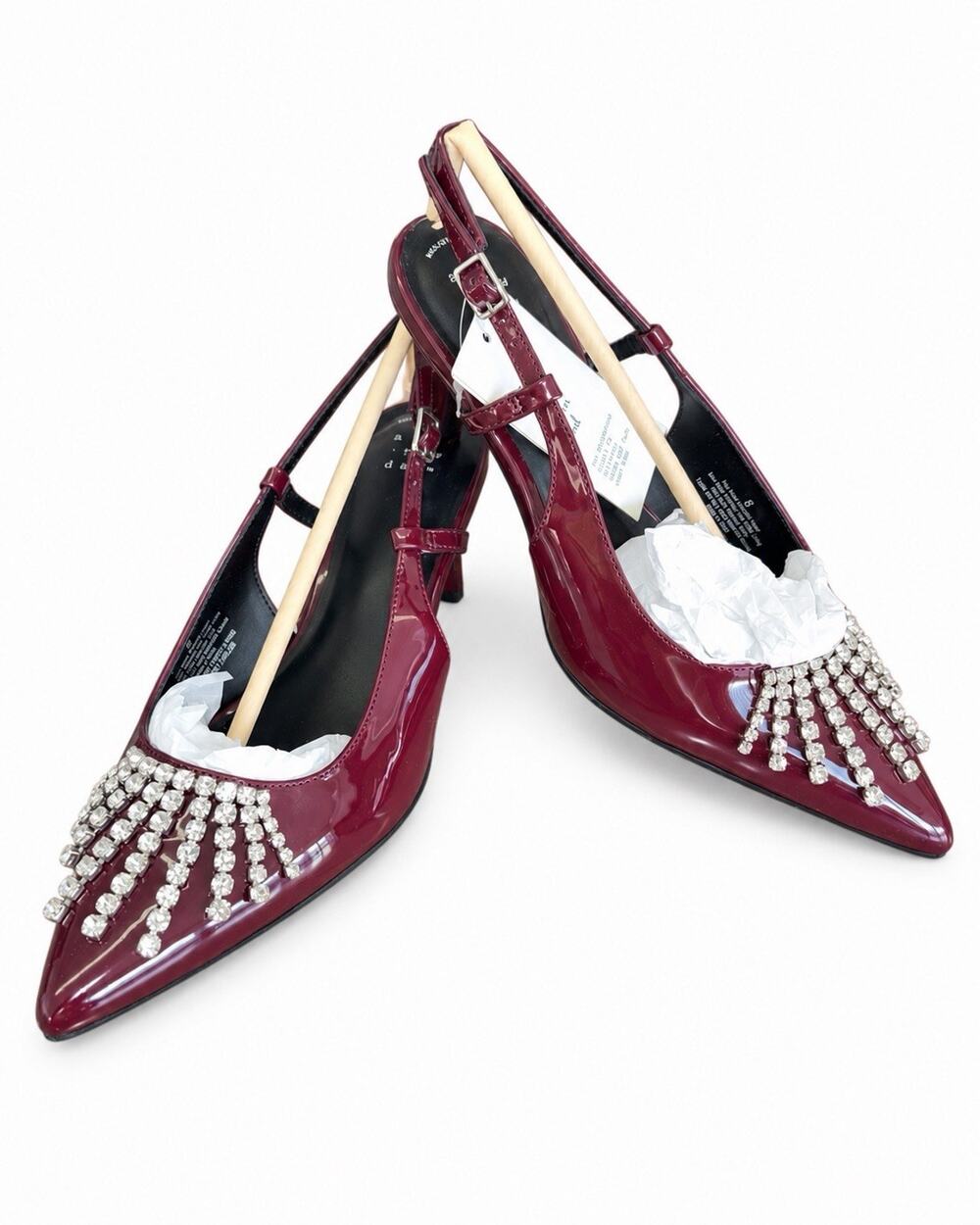 A New Day Serafina Women’s Size 7 Burgundy Rhinestone Slingback Kitten Heels NWT